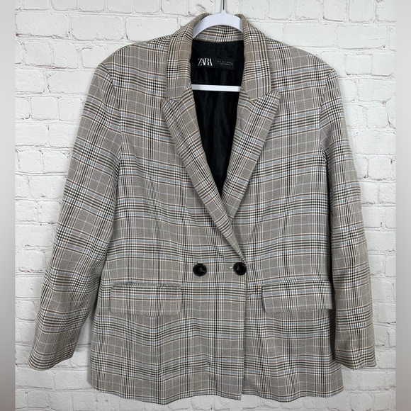 Zara Blazer Womens Plaid One button Pockets Academia , sz S * read - Picture 1 of 6
